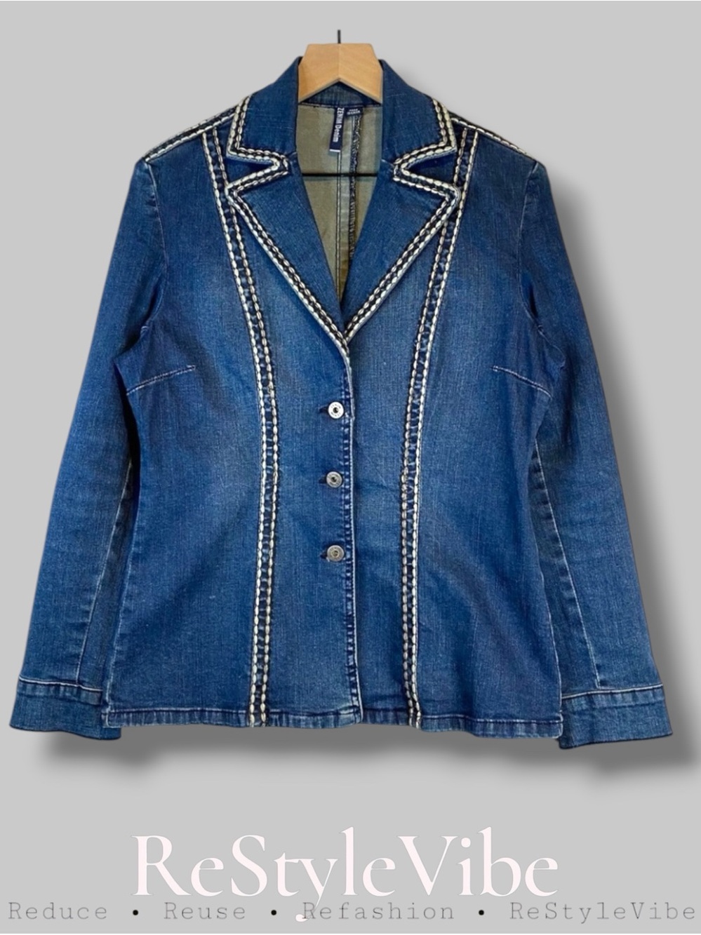 Zenim Denim Women’s Size S Jean Jacket Blazer Coat Stretch Casual Y2K Vintage